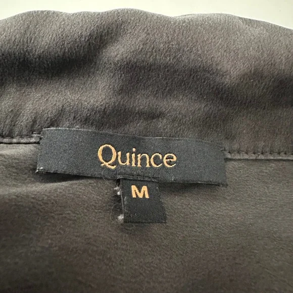 Quince 100% Washable Silk Pajama Long Sleeve Top Charcoal M - Picture 11 of 12